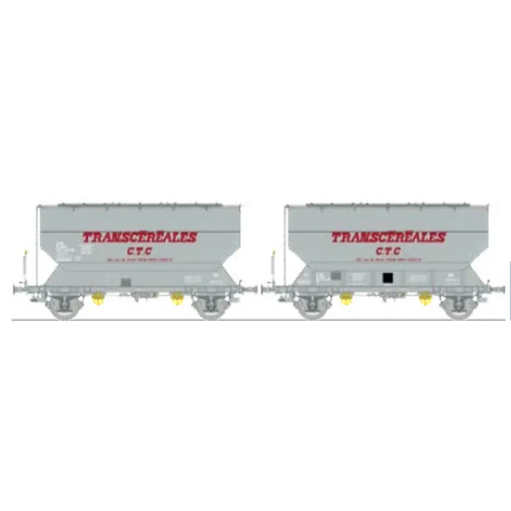 Set de 2 wagons céréaliers FAUVET-GIREL TRANSCEREALES « CTC » - Ree Modèles WB885 - HO 1/87 - SNCF - Ep IV/V - 2R