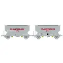 Set de 2 wagons céréaliers FAUVET-GIREL TRANSCEREALES « CTC » - Ree Modèles WB885 - HO 1/87 - SNCF - Ep IV/V - 2R