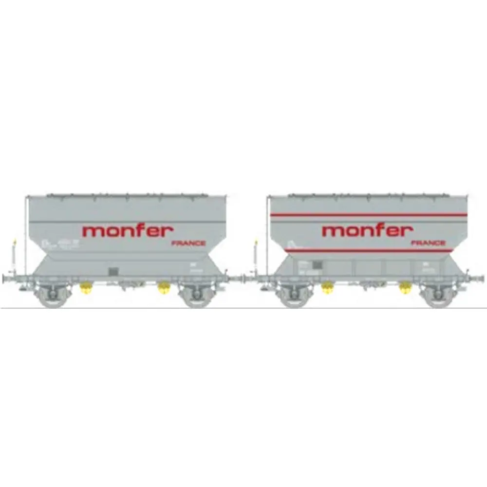 Set de 2 wagons céréaliers FAUVET-GIREL « MONFER » - Ree Modèles WB892 - HO 1/87 - SNCF - Ep IV/V - 2R