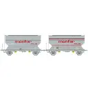 Set de 2 wagons céréaliers FAUVET-GIREL « MONFER » - Ree Modèles WB892 - HO 1/87 - SNCF - Ep IV/V - 2R