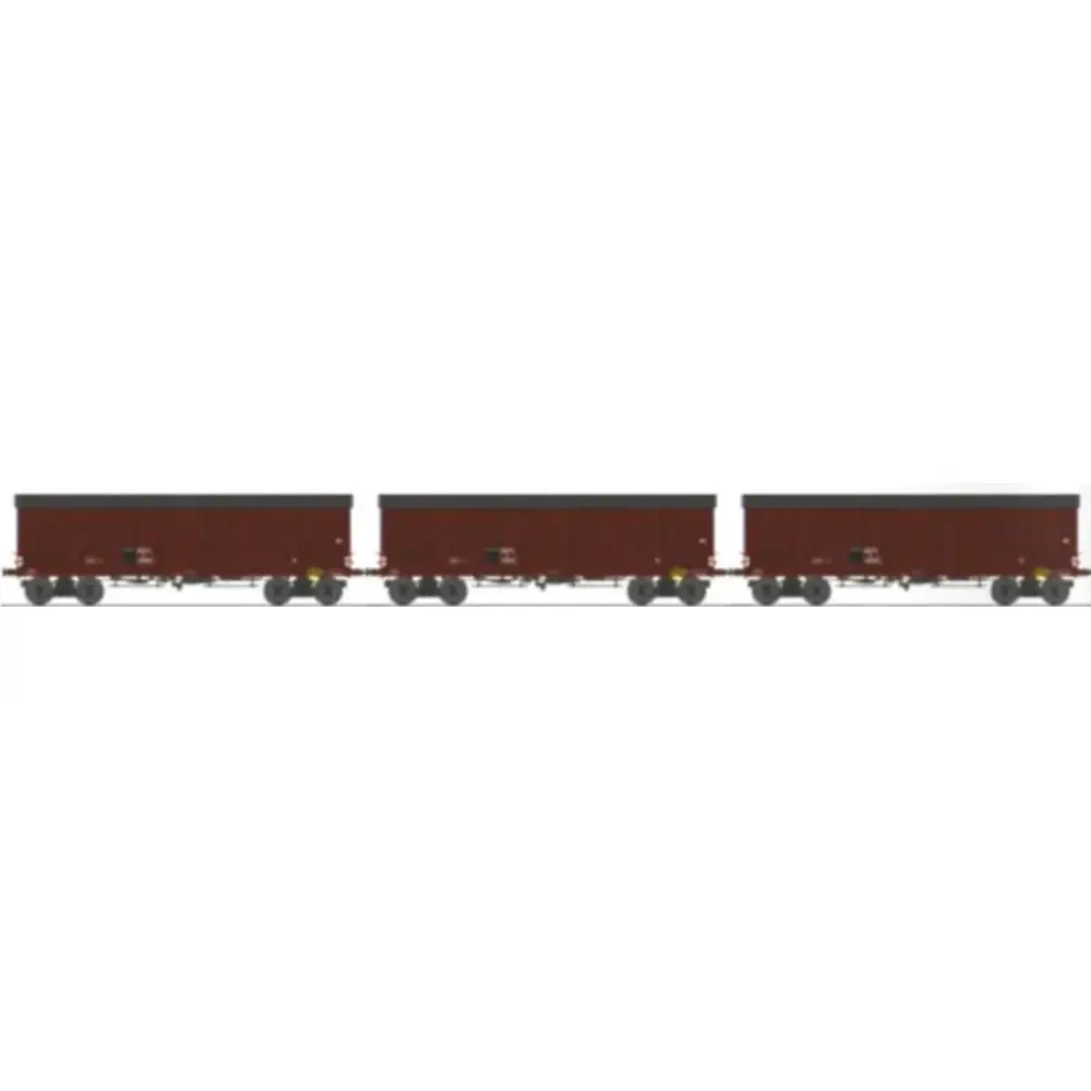 Set de 3 wagons tp couverts pour primeurs 4 portes - Ree Modèles WB910 - HO 1/87 - SNCF - Ep III - 2R