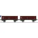 Set de 2 wagons tombereaux Ludwigshafen caisse métallique N°243 771 et 243 866 - Ree Modèles WB916 - HO 1/87 - SNCF - Ep III - 2R