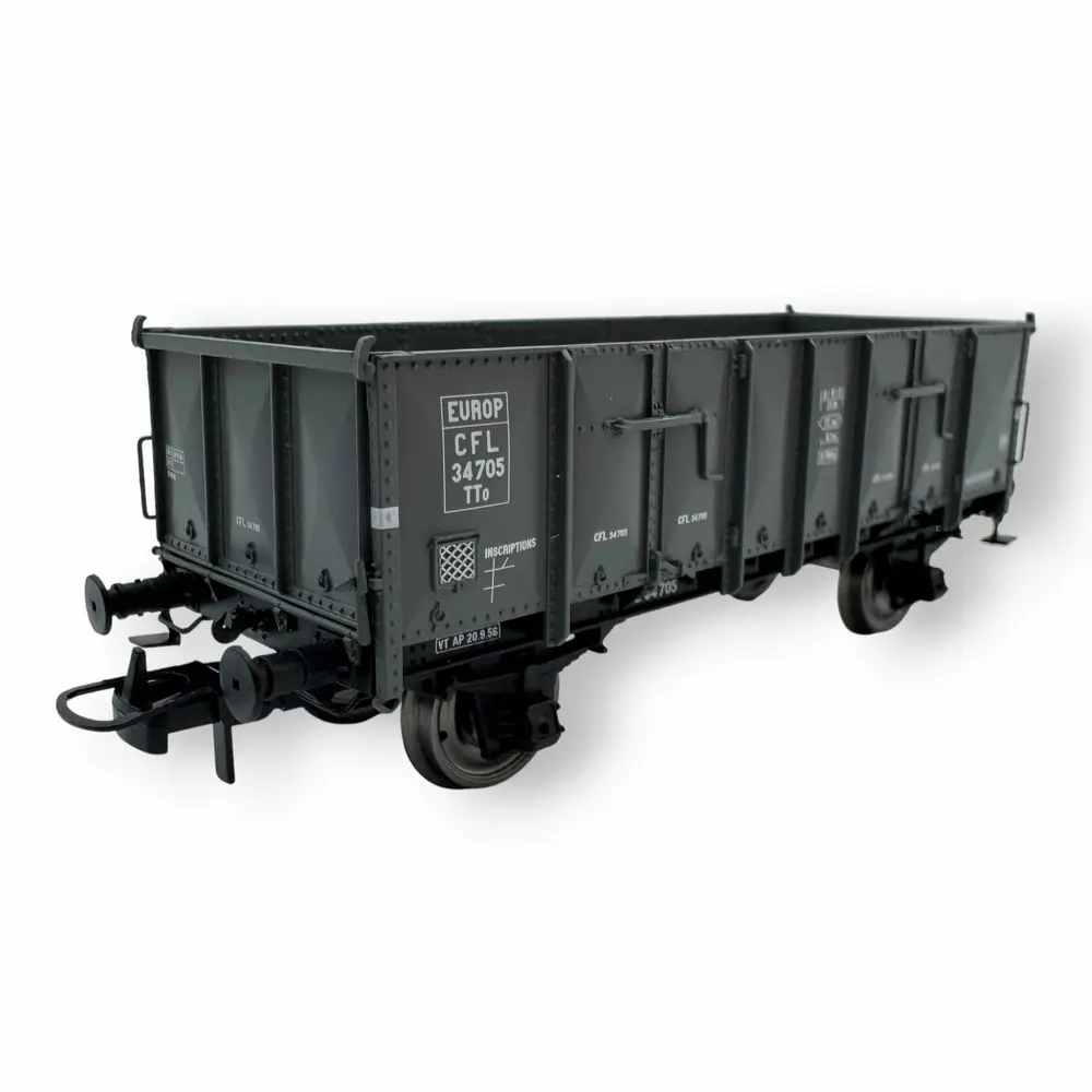 Wagon tombereau Ludwigshafen caisse métallique N°34 705 - Ree Modèles WB919 - HO 1/87 - CFL - Ep III - 2R