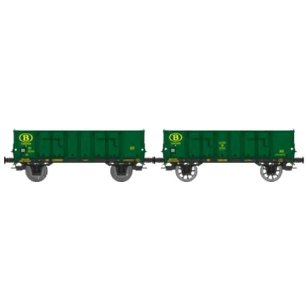 Set de 2 wagons tombereaux Ludwigshafen caisse métallique N°100006 et 100165 - Ree Modèles WB921 - HO 1/87 - SNCB - Ep III - 2R