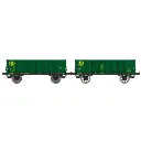 Set de 2 wagons tombereaux Ludwigshafen caisse métallique N°100006 et 100165 - Ree Modèles WB921 - HO 1/87 - SNCB - Ep III - 2R