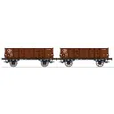 Set de 2 wagons tombereaux Ludwigshafen caisse métallique N°1160302 et 1161368 - Ree Modèles WB923 - HO 1/87 - SNCB - Ep III - 2R
