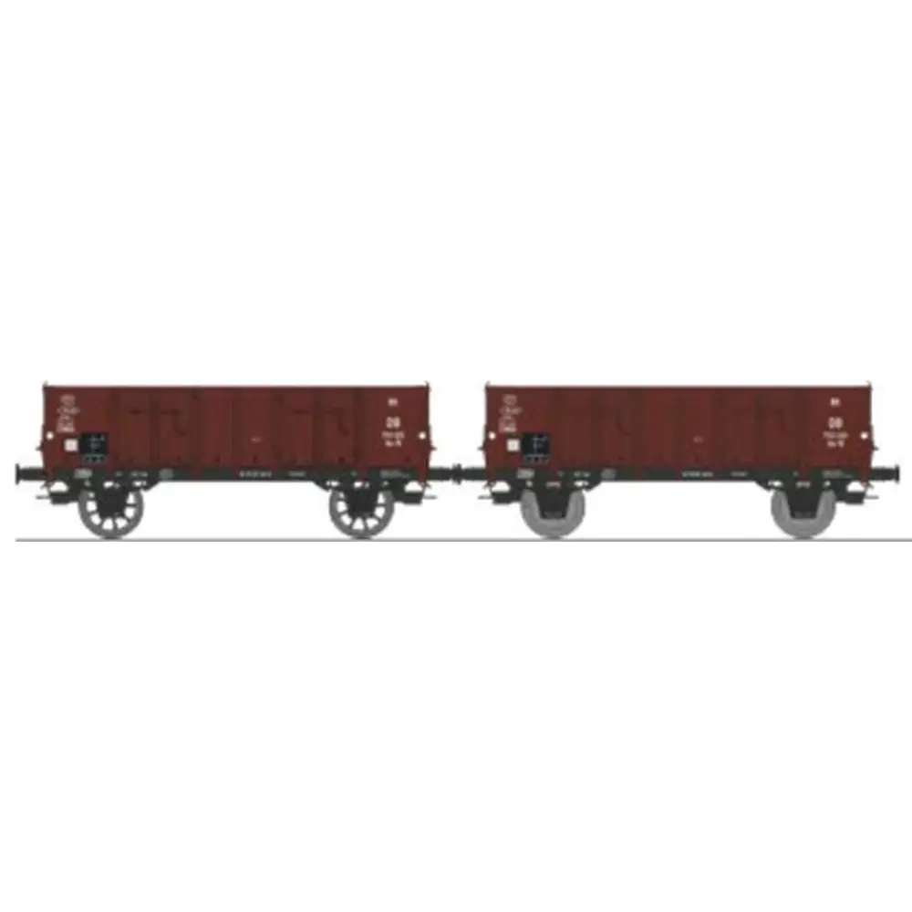 Set de 2 wagons tombereaux Ludwigshafen caisse métallique N°701 125 Om19 et 703 201 Om19 - Ree Modèles WB926 - HO 1/87 - DB - Ep III - 2R