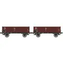 Set de 2 wagons tombereaux Ludwigshafen caisse bois N°34-19-82 et métallique N°33-68-10 - Ree Modèles WB931 - HO 1/87 - DR - Ep IV - 2R