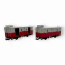 Set de 2 fourgons rouge/gris N° 2621 (portes fermées) et 2625 (2 portes ouvertes) - Ree Modèles VM047 - HOe/HOm - CFC - Ep III/IV - 2R