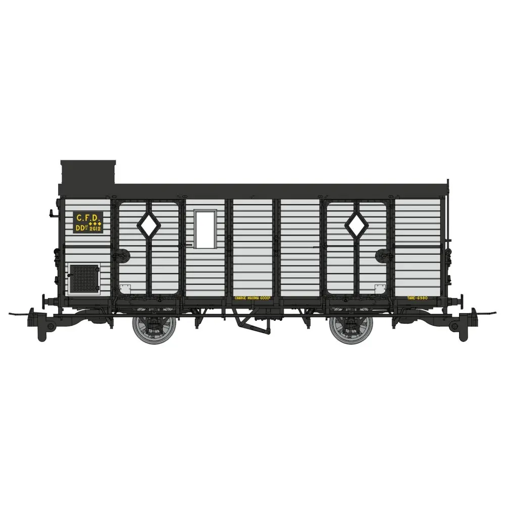 Wagon fourgon gris clair, ferrures noires, N°2612 avec cheminée - Ree Modèles VM050 - HOe/HOm - CFD - Ep III/IV - 2R