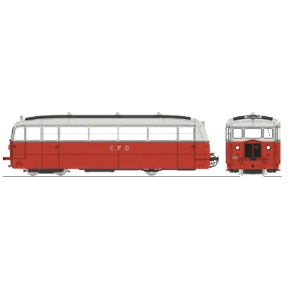 Autorail De Dion type ND Vivarais-Lozère N°202, 2 phares, rouge/gris perle - Ree Modèles VM054 - HOe/HOm 1/87 - CFD - Ep III - Analogique - 2R