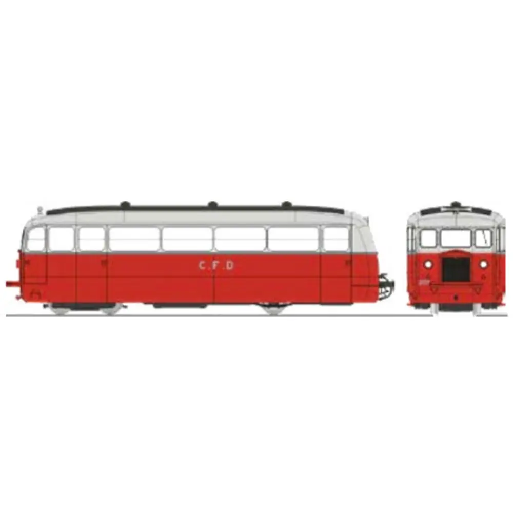 Autorail De Dion type ND Vivarais N°207, 2 phares, rouge/gris perle - Ree Modèles VM055S - HOe/HOm 1/87 - CFD - Ep III - Digital sound - 2R