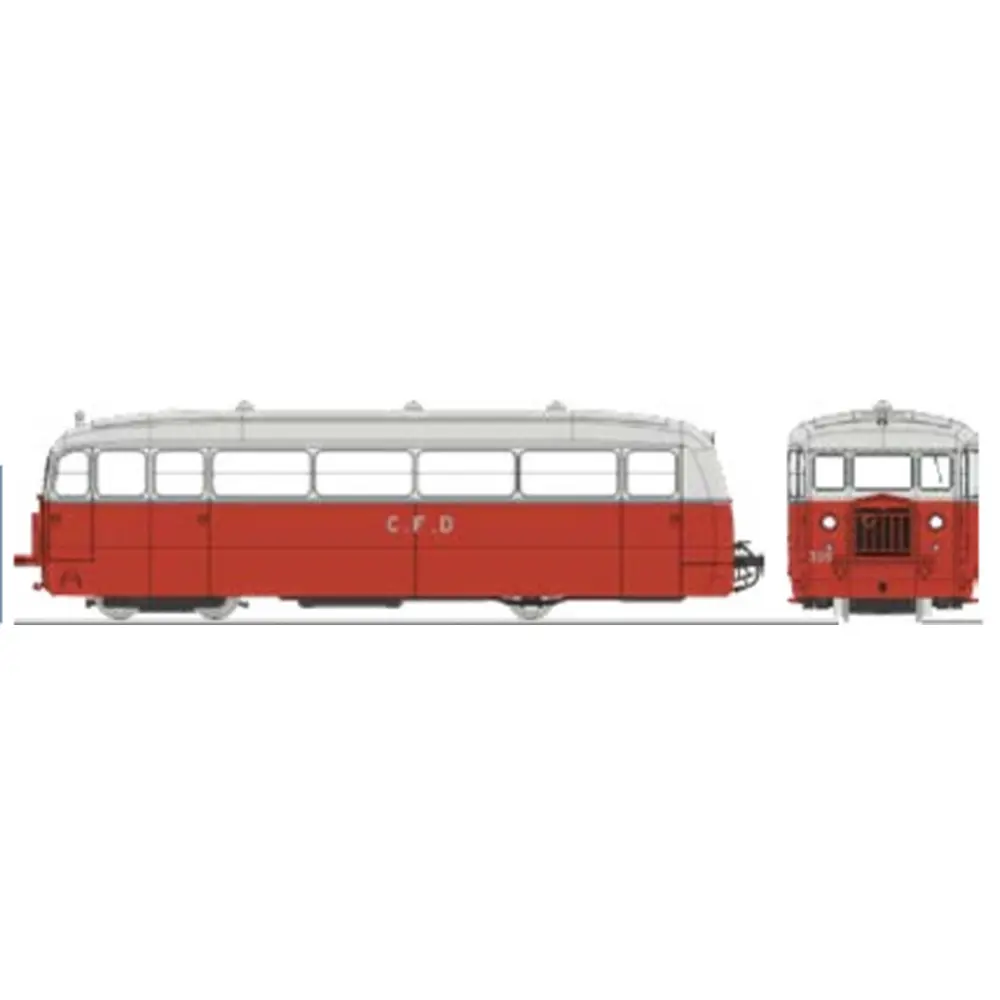 Autorail De Dion type NC Charentes & Deux-Sèvres N°305, 2 phares, rouge/gris perle, toit gris - Ree Modèles VM056 - HOe/HOm 1/87 - CFD - Ep II/III - Analogique - 2R