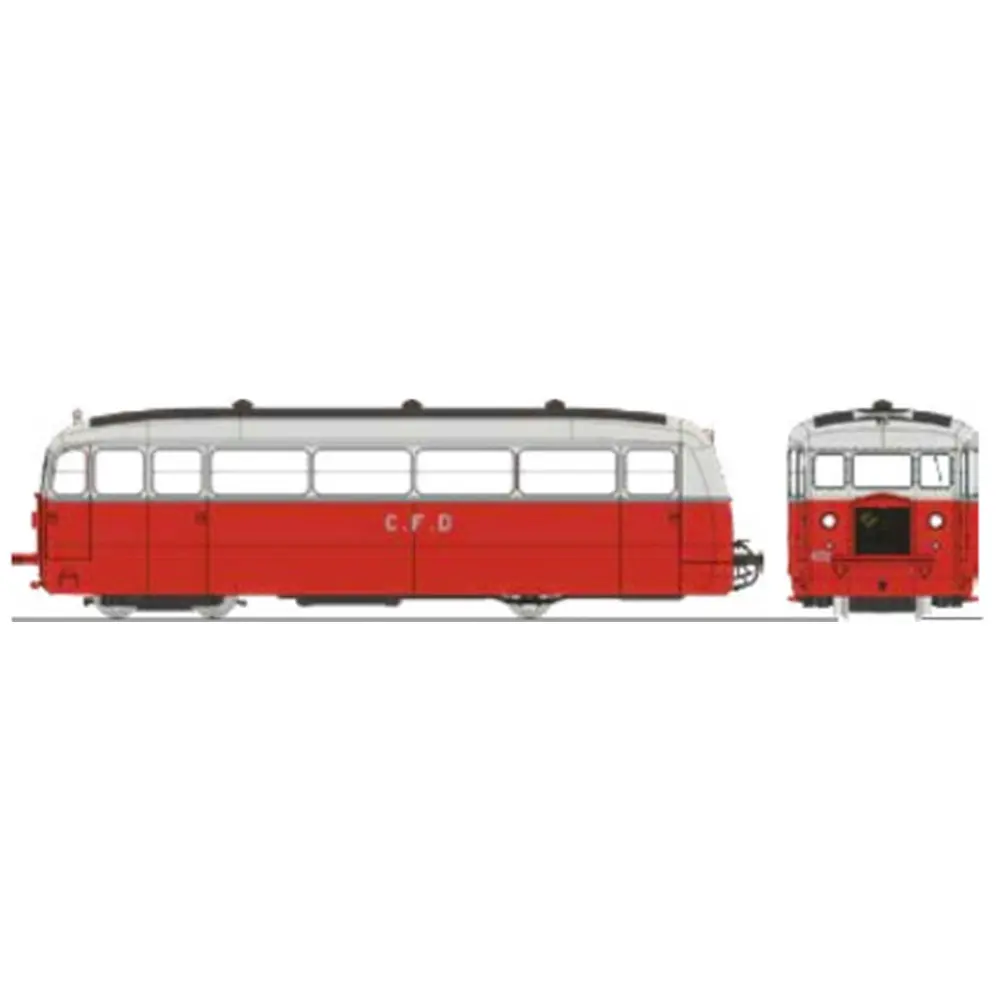 Autorail De Dion type NC Saône & Loire N°402, 2 phares, rouge/gris perle, toit gris - Ree Modèles VM057S - HOe/HOm 1/87 - CFD - Ep II/III - Digital sound - 2R