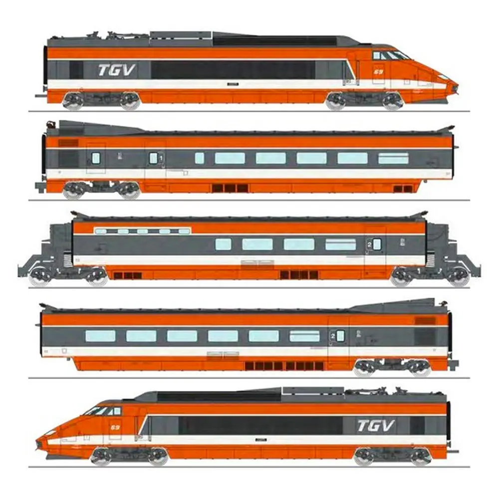 TGV électrique Rame TRI-COURANT avec suspension à ressorts N°110 CFF - 5 éléments - Ree Modèles TGV008SAC - SNCF - HO 1/87 - EP. IV - Digital Sound - 3R