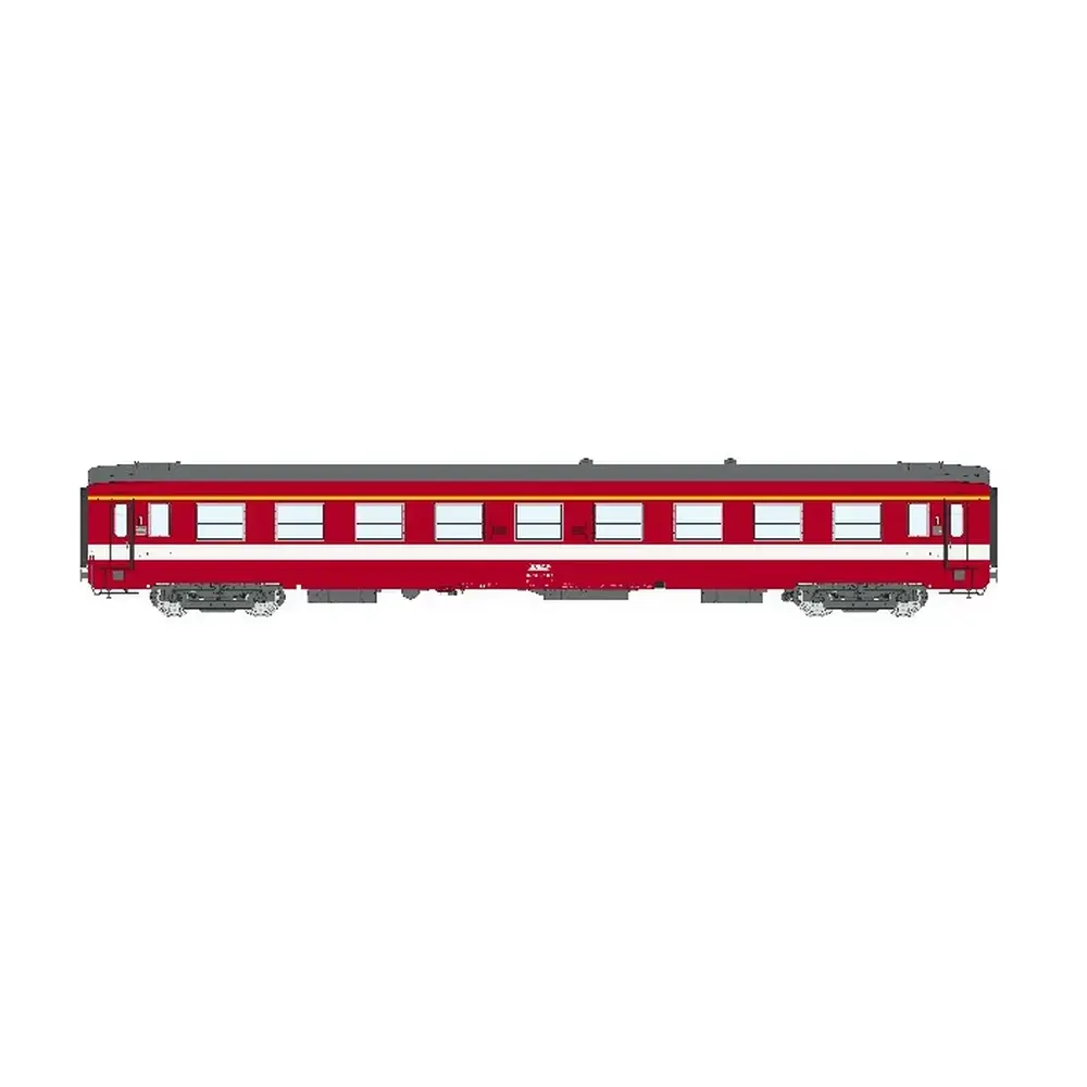 Voiture voyageurs A9 ex-Capitole 1/2 cartouche corail, bande jaune - Ree Modèles VB487 - SNCF - HO 1/87 - EP. IV - 2R