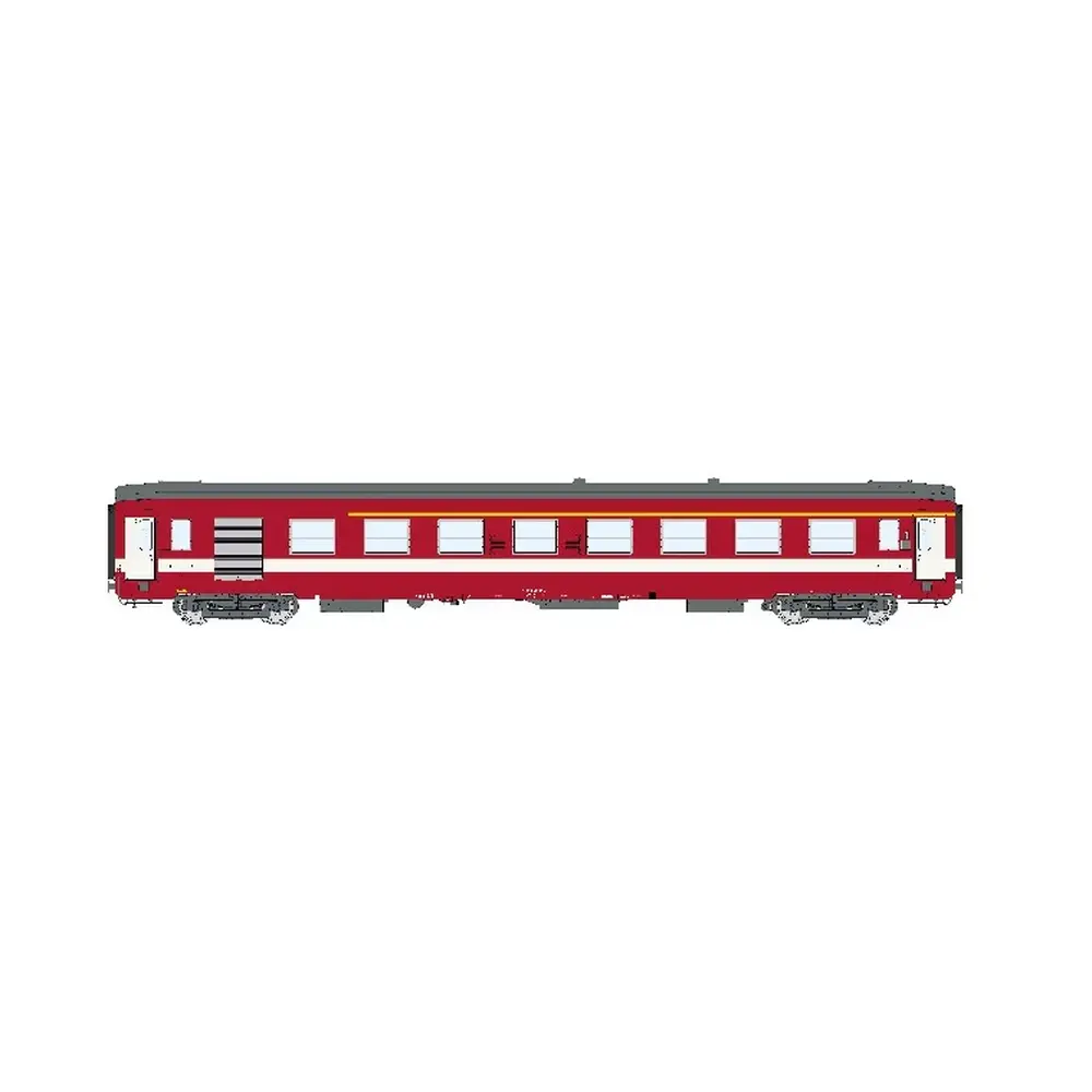 Voiture voyageurs A7D Livrée Rouge ex-Capitole, bande jaune - Ree Modèles VB489 - SNCF - HO 1/87 - EP. IV - 2R
