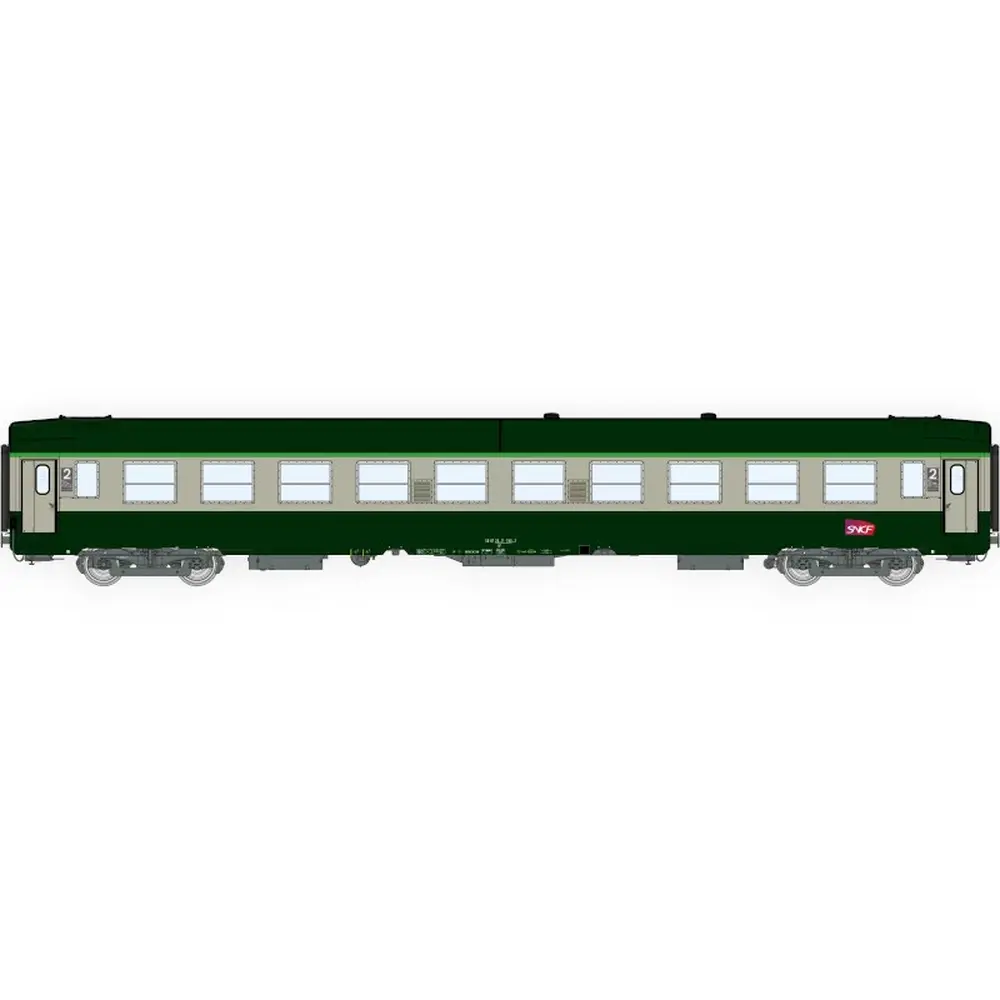 Voiture voyageurs UIC B10 Vert / Gris Logo CARMILLON Cartouche Corail - Ree Modèles VB493 - SNCF - HO 1/87 - EP. VI - 2R