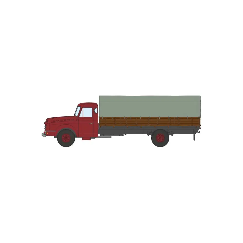 Camion Willeme Benne à ridelles avec bâche - cabine bordeaux - Ree Modèles CB197 - HO 1/87