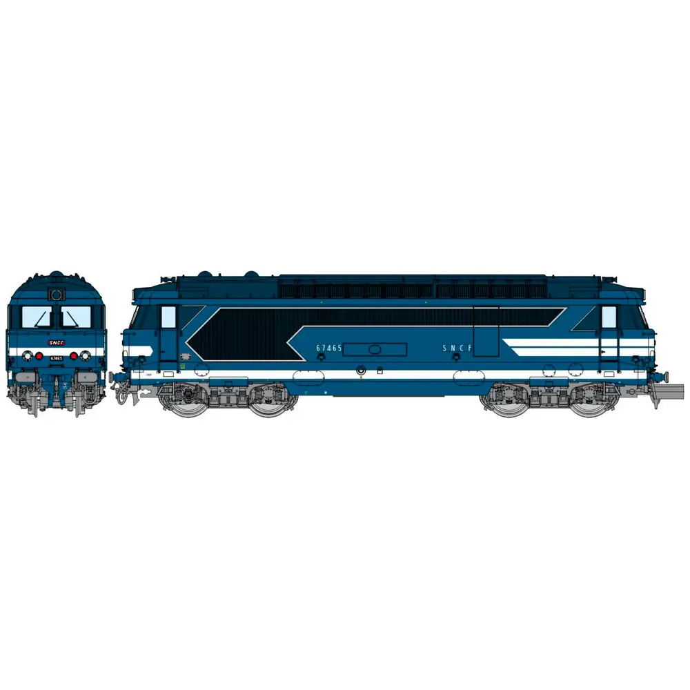 Locomotive diesel BB 67465 - CAEN livrée bleue - Ree Modèles NW334S - SNCF - N 1/160 - EP. IV - Digital Sound - 2R