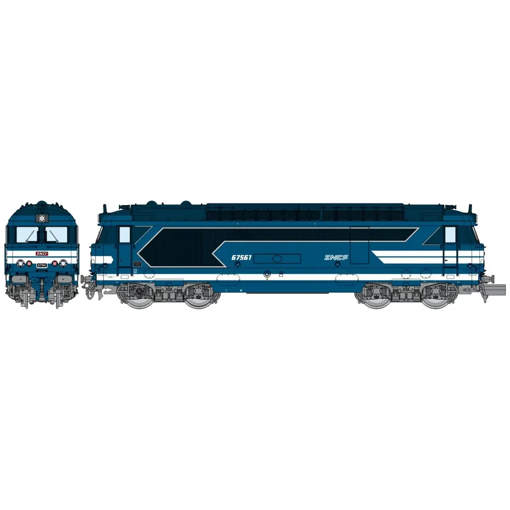 Locomotive diesel BB 67561 - MARSEILLE livrée bleue, logo “Nouille” - Ree Modèles NW335 - SNCF - N 1/160 - EP. IV-V - Analogique - 2R