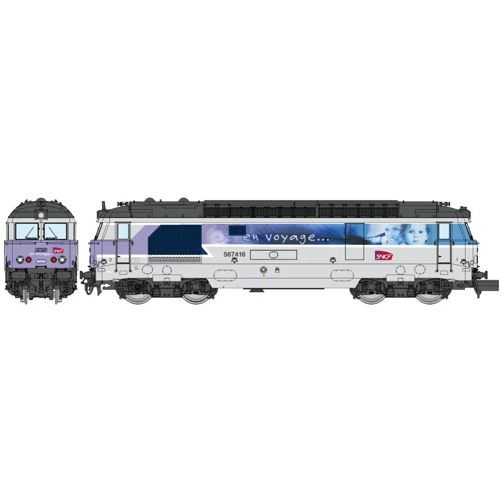 Locomotive diesel BB 67416 - NEVERS livrée “EN VOYAGE” - Ree Modèles NW337 - SNCF - N 1/160 - EP. V-VI - Analogique - 2R