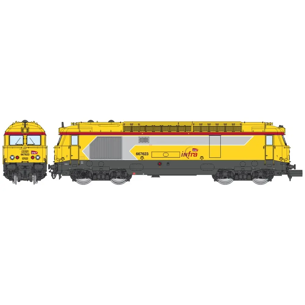 Locomotive diesel BB 67623 - NEVERS livrée “INFRA” - Ree Modèles NW339 - SNCF - N 1/160 - EP. VI - Analogique - 2R