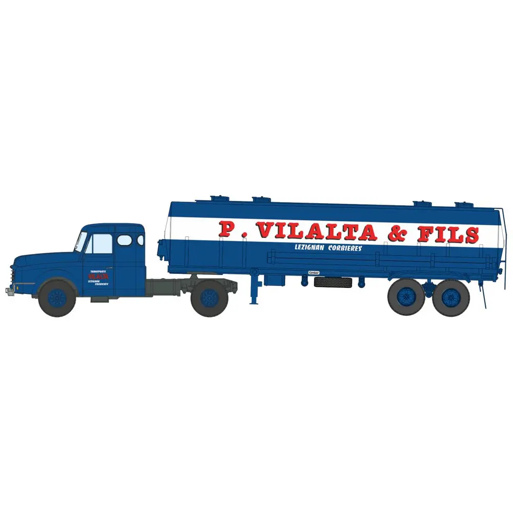 Camion Willeme Tracteur couchette + Remorque Citerne type Kangourou « P.VILALTA & FILS » - Ree Modèles CB189 - HO 1/87