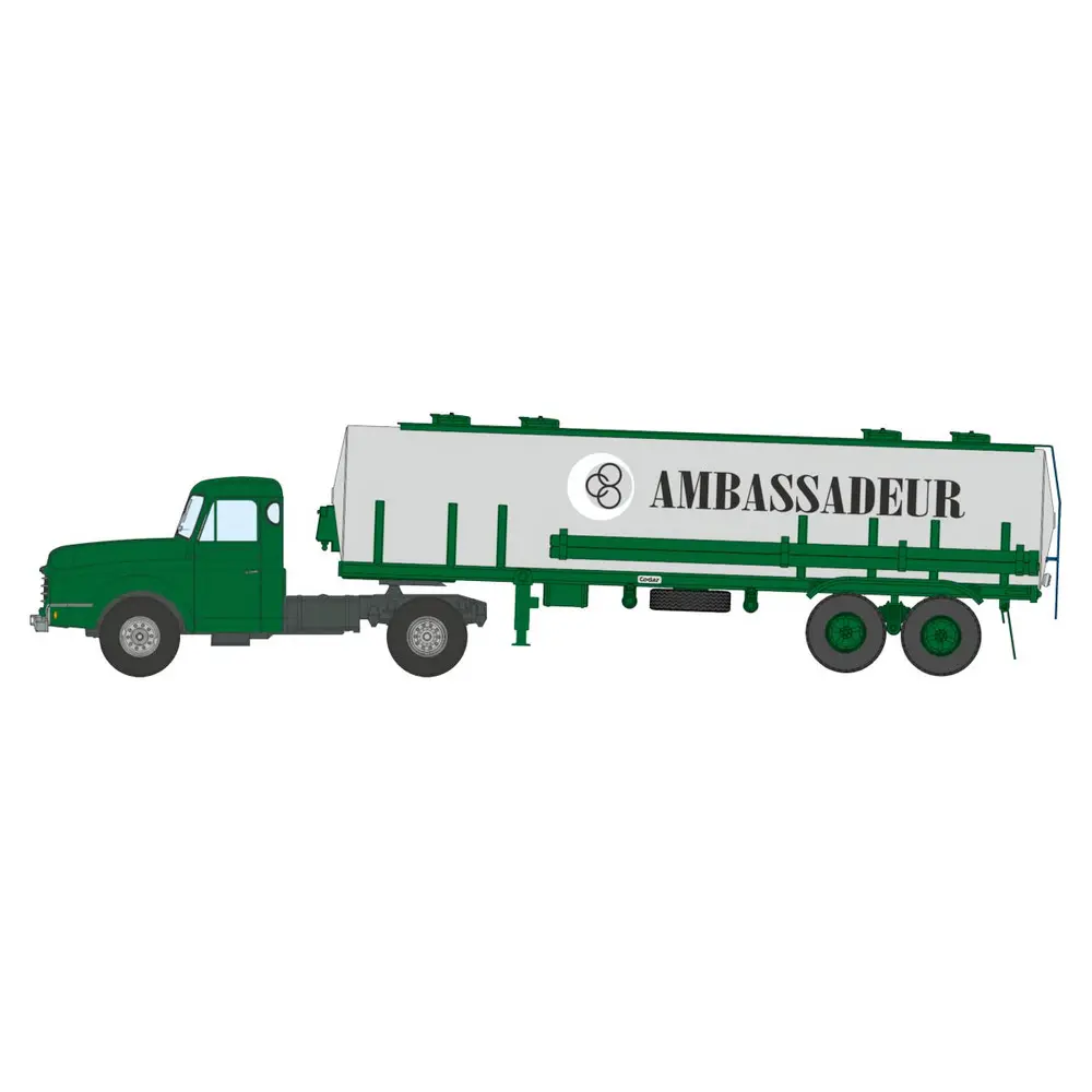 Camion Willeme Tracteur + Remorque Citerne type Kangourou « AMBASSADEUR » - Ree Modèles CB190 - HO 1/87