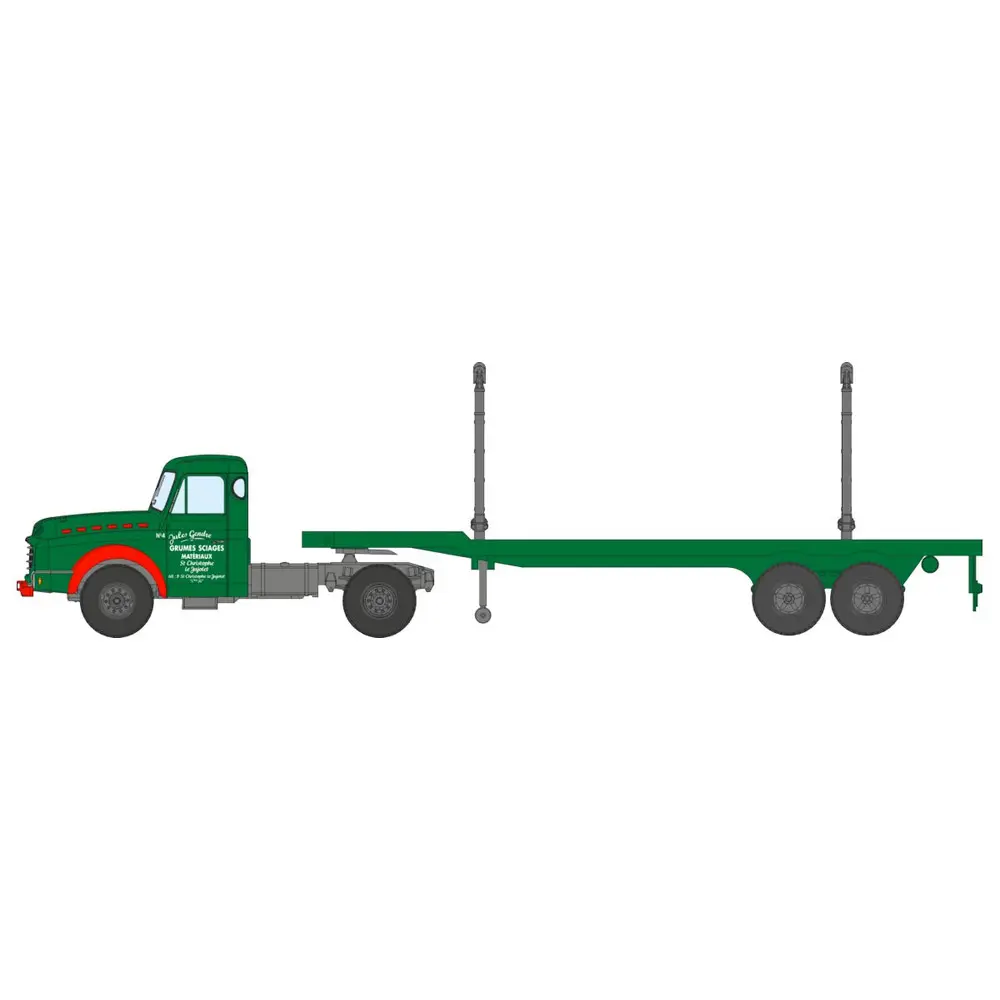 Camion Willeme Tracteur + Remorque transport de Grumes « Jules Gendre » - Ree modèles CB194 - HO 1/87