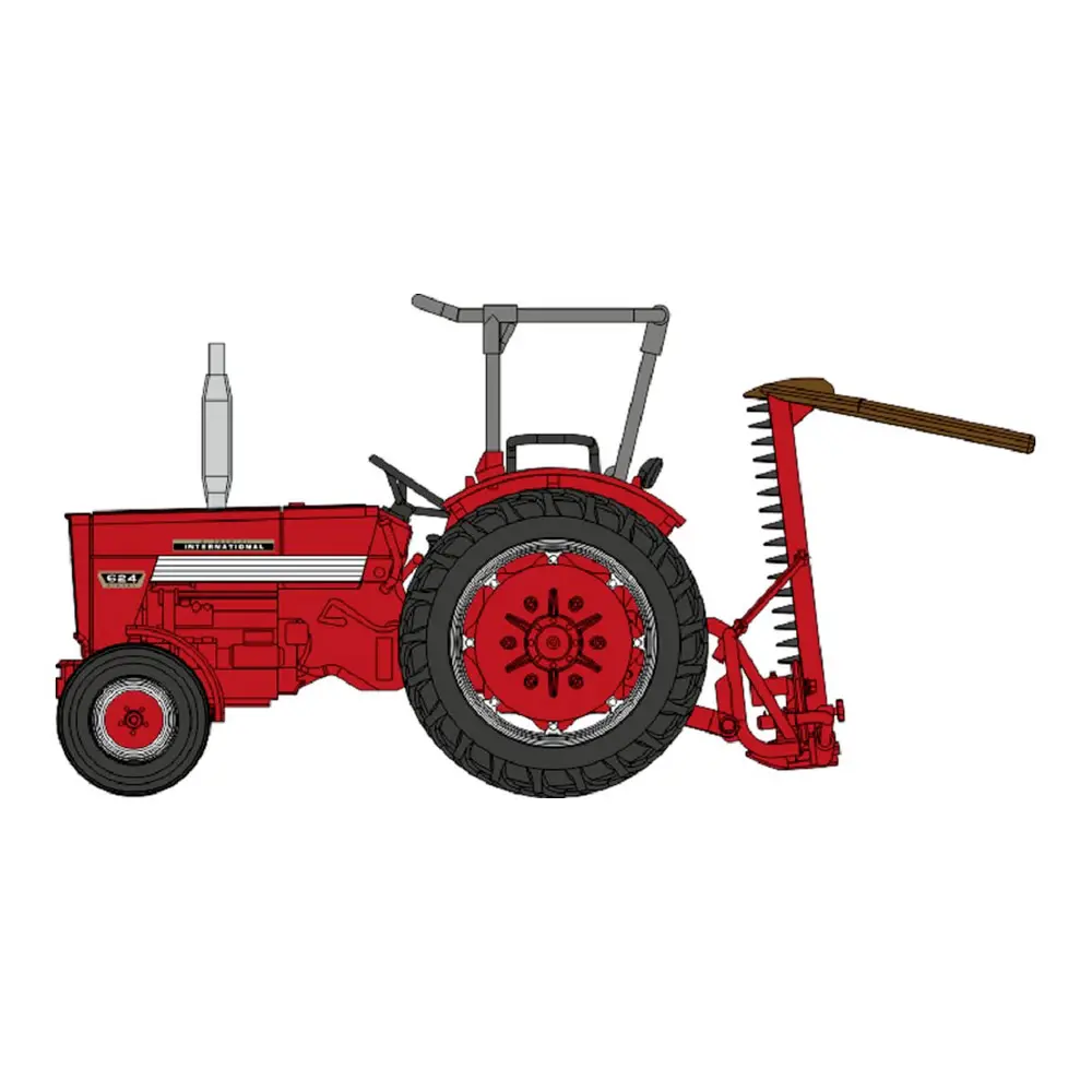 Tracteur INTERNATIONAL HI 624 avec arceau de sécurité + lame de Coupe - REE MODELES CB182 - HO 1/87