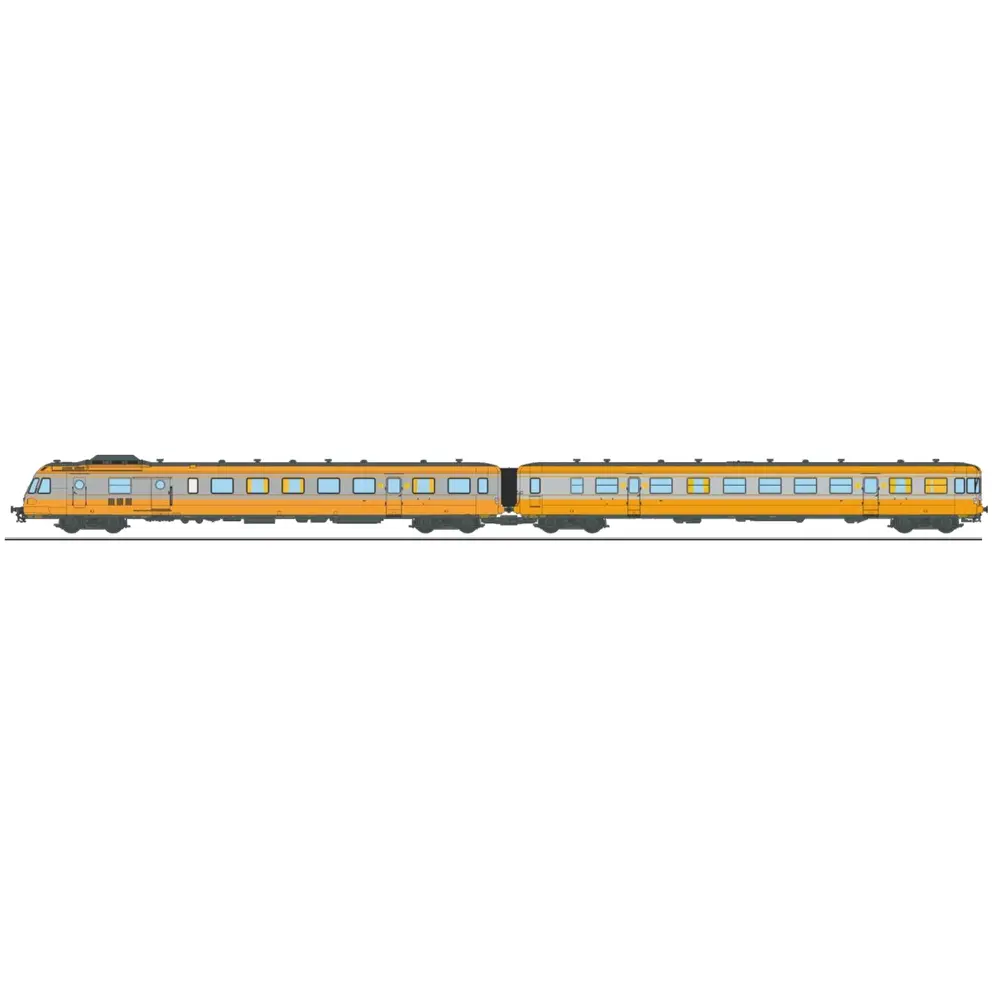 Autorail RGP 1 orange et gris métallisé, XBD 2724 + remorque XRABx 7724 - Ree Modèles NW360 - N 1/160 - SNCF - Ep IV - Analogique - 2R