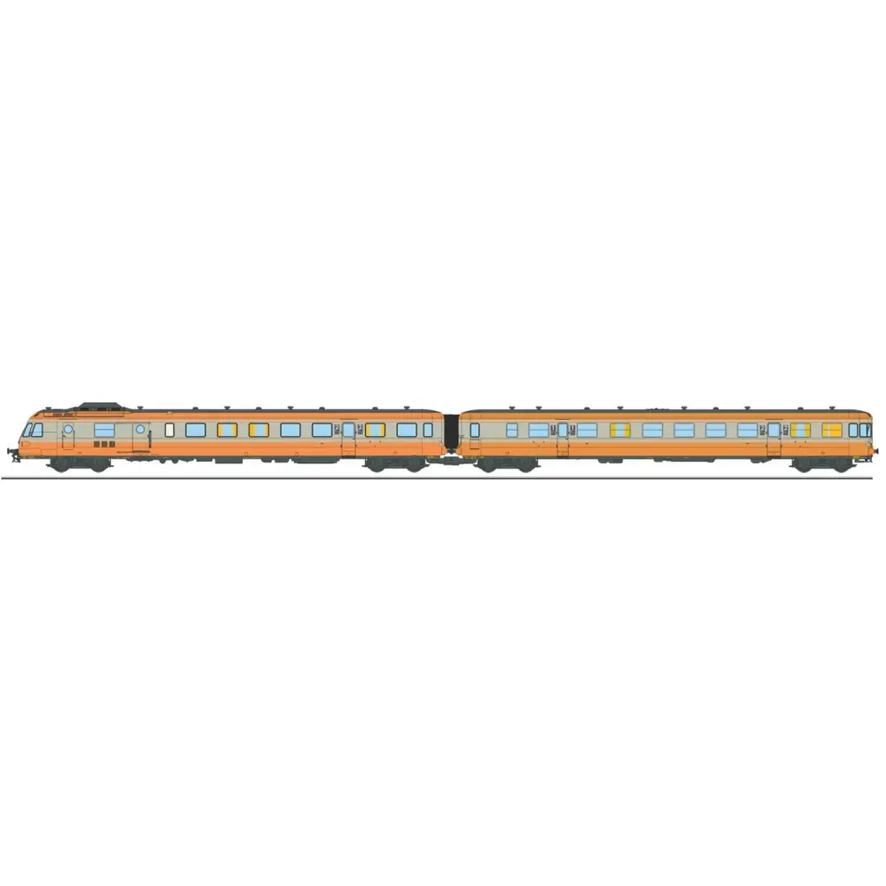 Autorail RGP 1 orange et gris béton, XBD 2735 + remorque XRABx 7735 - Ree Modèles NW361 - N 1/160 - SNCF - Ep IV-V - Analogique - 2R