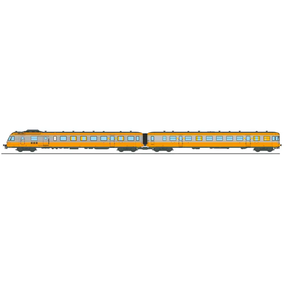 Autorail RGP 1 orange et gris métallisé, XBD 2724 + remorque XRABx 7724 - Ree Modèles NW360S - N 1/160 - SNCF - Ep IV - Digital sound - 2R