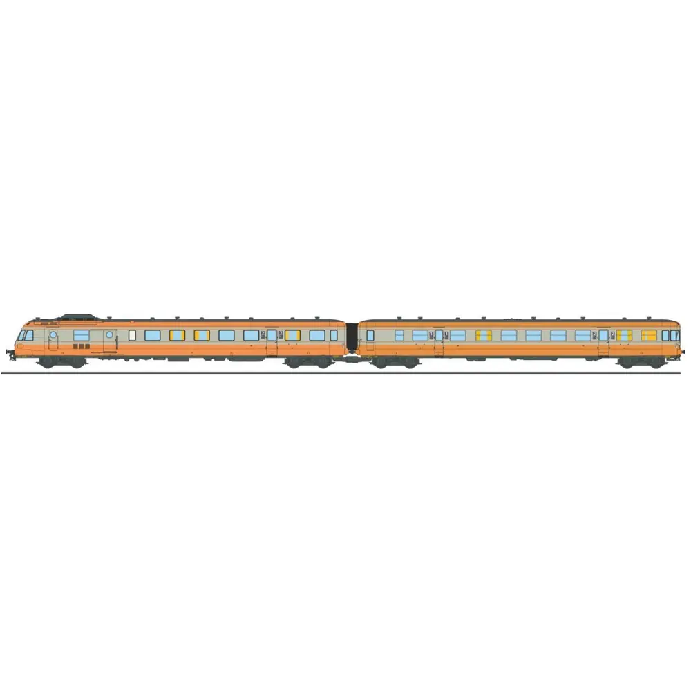 Autorail RGP 1 orange et gris béton, XBD 2735 + remorque XRABx 7735 - Ree Modèles NW361S - N 1/160 - SNCF - Ep IV-V - Digital sound - 2R