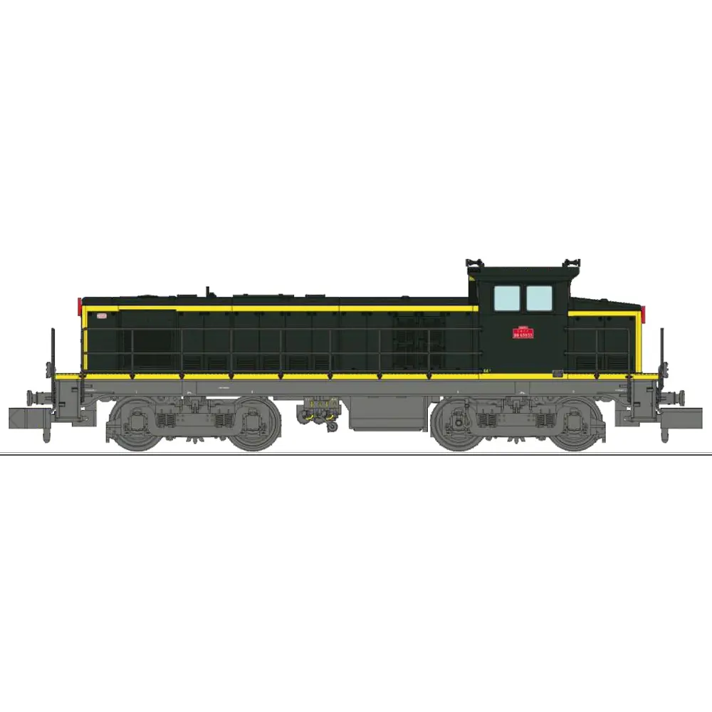 Locomotive diesel BB 63933, livrée vert 301, châssis gris, plaques en relief, dépôt de Nantes - Ree Modèles NW364 - N 1/160 - SNCF - Ep IV - Analogique - 2R