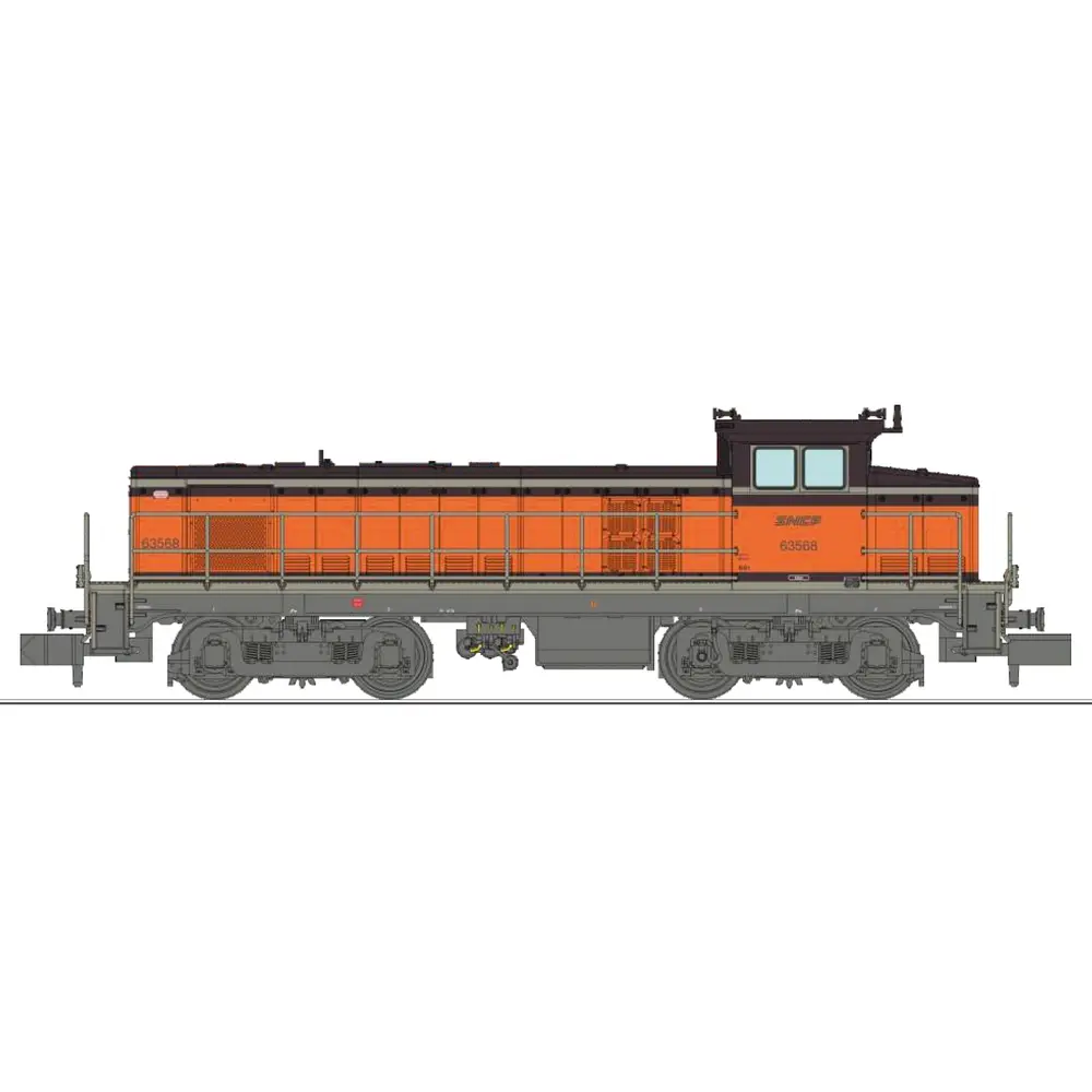 Locomotive diesel BB 63568, livrée Arzens orange 435, logo "nouilles" - Ree Modèles NW365S - N 1/160 - SNCF - Ep V - Digital sound - 2R