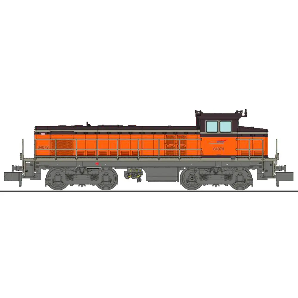 Locomotive diesel BB 64079, livrée Arzens orange 435, logo casquette - Ree Modèles NW366S - N 1/160 - SNCF - Ep V - Digital sound - 2R