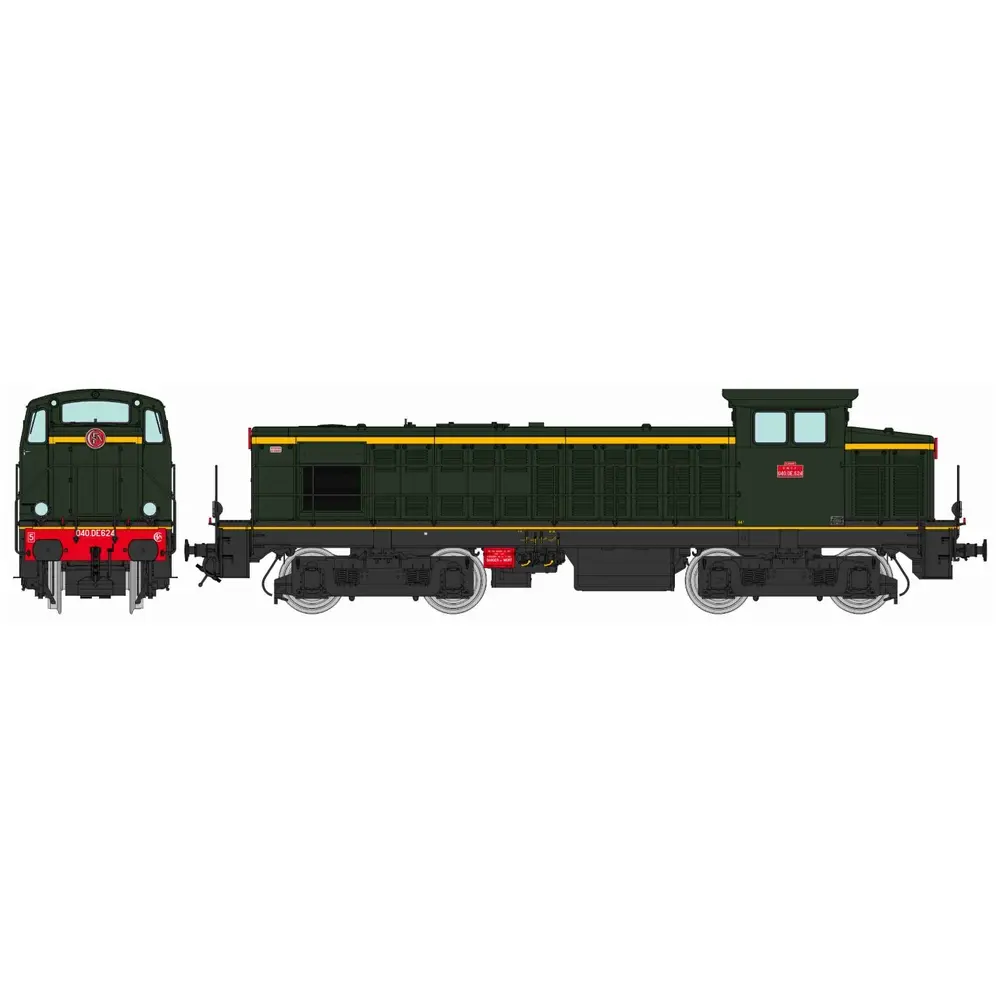 Locomotive diesel 040 DE 624 livrée d'origine, plaques en relief, (Clermont – Laroche) Sud-Est - Ree Modèles JM018SAC - HO 1/87 - SNCF - Ep III - Digital sound - 3R