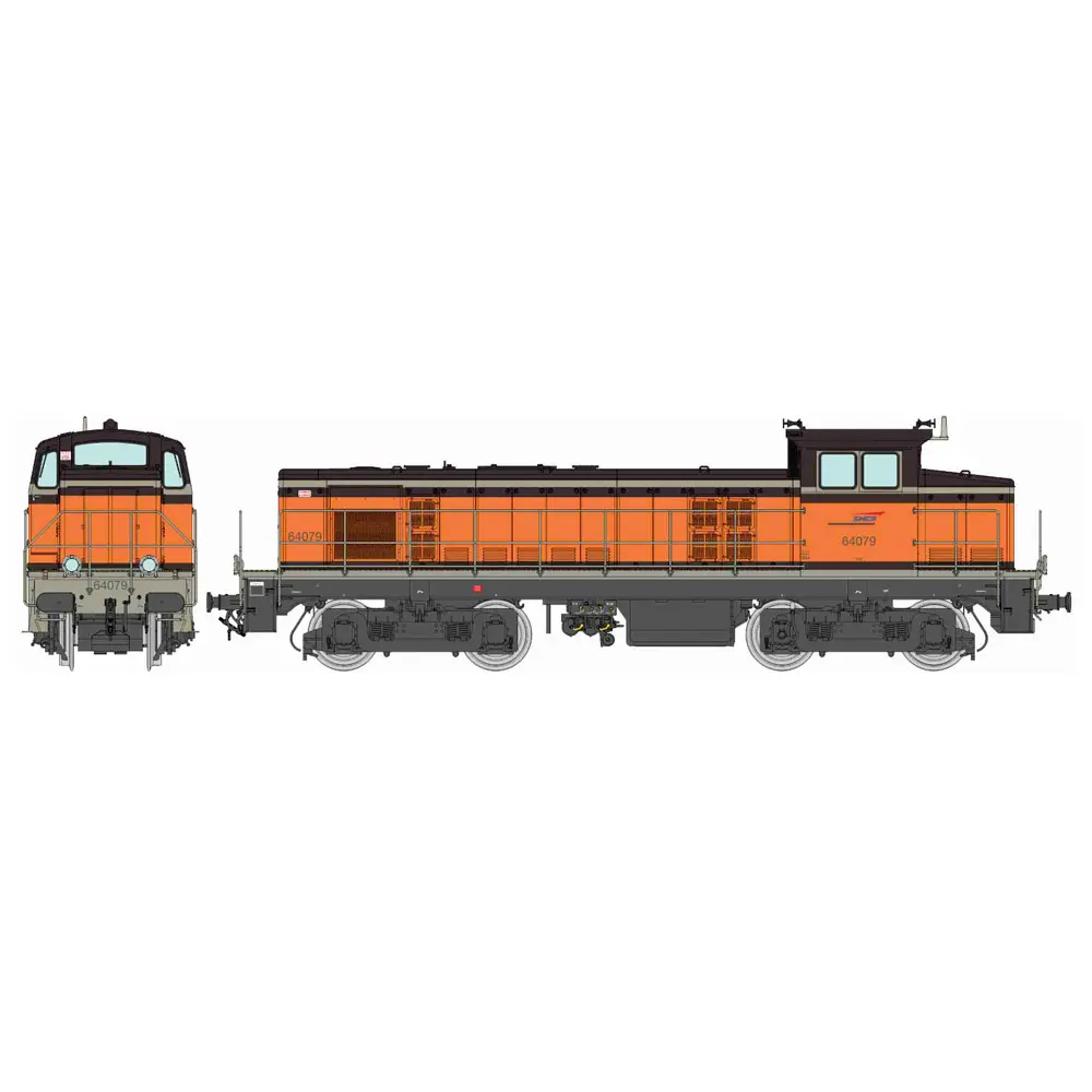 Locomotive diesel BB 64079 Livrée Arzens Orange 435, sigle "casquette" - Ree Modèles JM021S - HO 1/87 - SNCF - Ep V - Digital sound - 2R