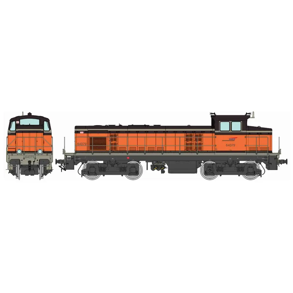 Locomotive diesel BB 64079 Livrée Arzens Orange 435, sigle "casquette" - Ree Modèles JM021SAC - HO 1/87 - SNCF - Ep V - Digital sound - 3R