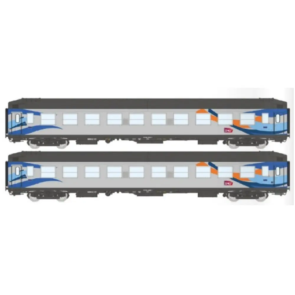 Set de 2 voitures UIC couchettes B9c9x Livrée CROISIÈRE - REE VB483 - SNCF - HO 1/87 - EP VI