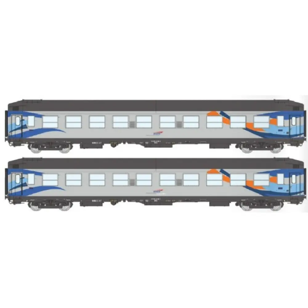 Set de 2 voitures UIC couchettes B9c9x "Croisière" - REE VB508 - SNCF - HO 1/87 - EP VI