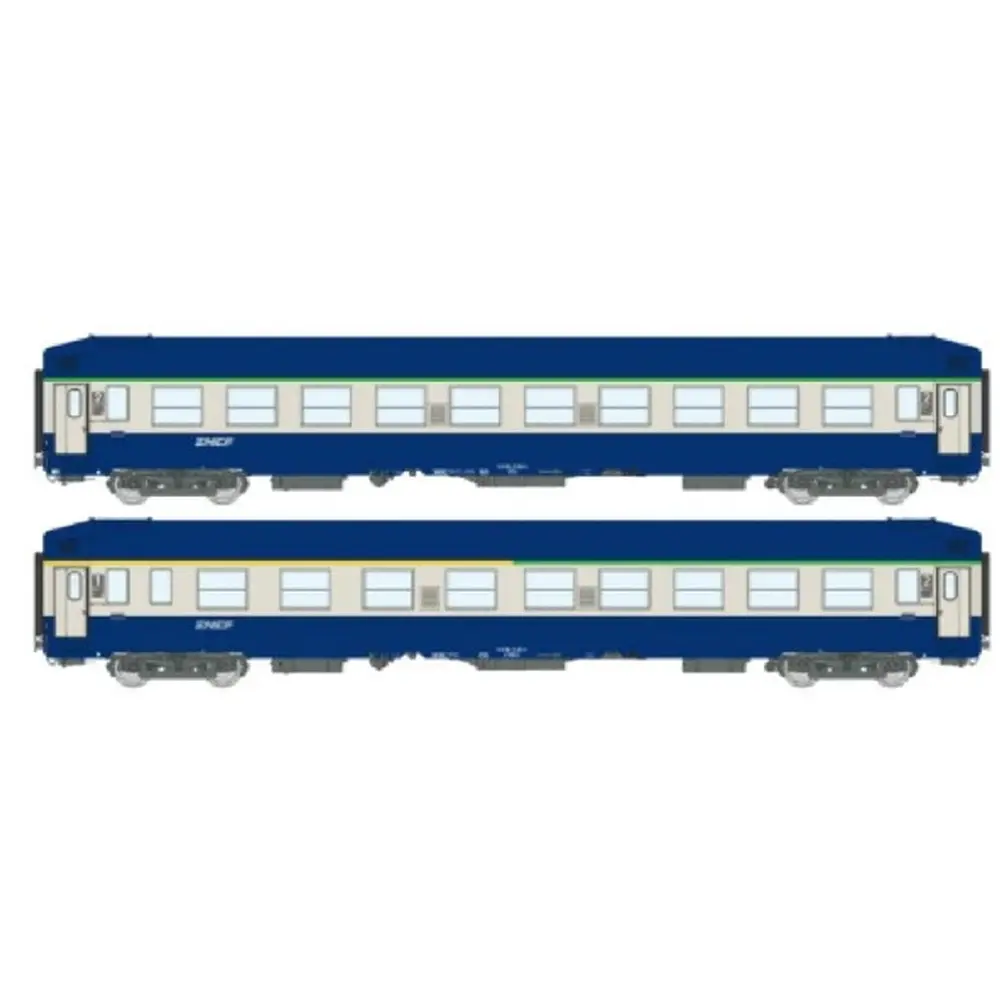 Set de 2 voitures UIC couchettes B9c9x + A4c4B5c5 - REE VB514 - SNCF - HO 1/87 - EP V
