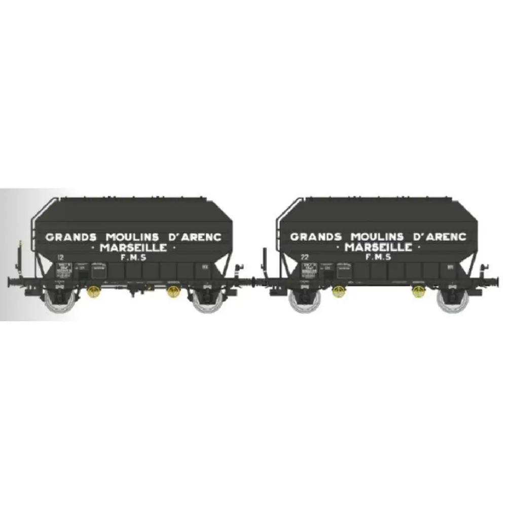 Coffret de 2 wagons céréaliers FRANGECO « GRANDS MOULINS D’ARENC » - REE WB900 - SNCF - HO 1/87 - EP III