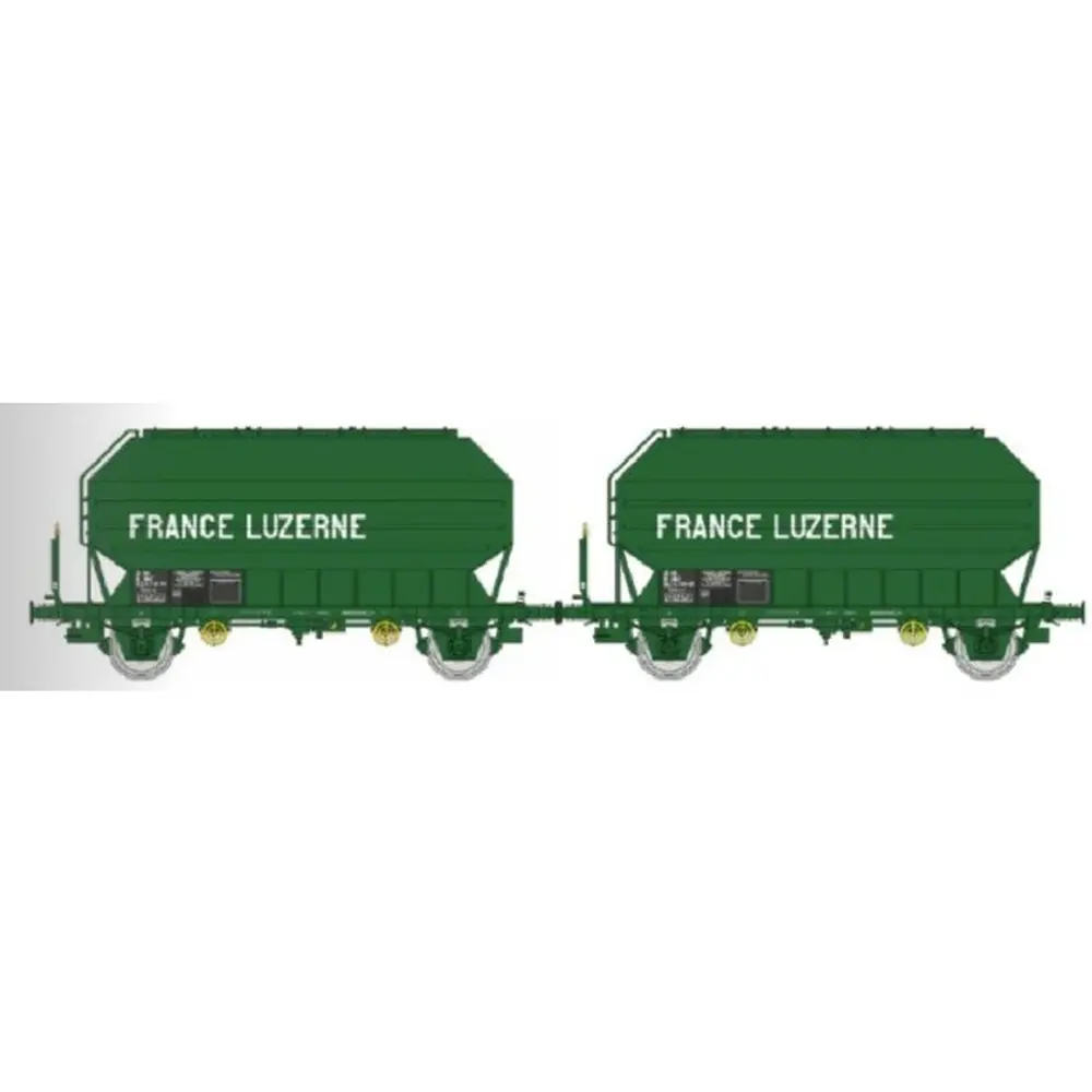 Coffret de 2 wagons céréaliers FRANGECO « FRANCE LUZERNE » - REE WB902 - SNCF - HO 1/87 - EP IV-V