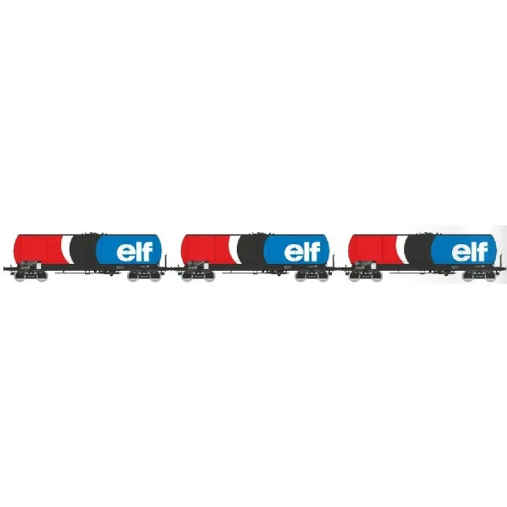 Set de 3 wagons citernes ANF "ELF" - REE WB935 - SNCF - HO 1/87 - EP IV