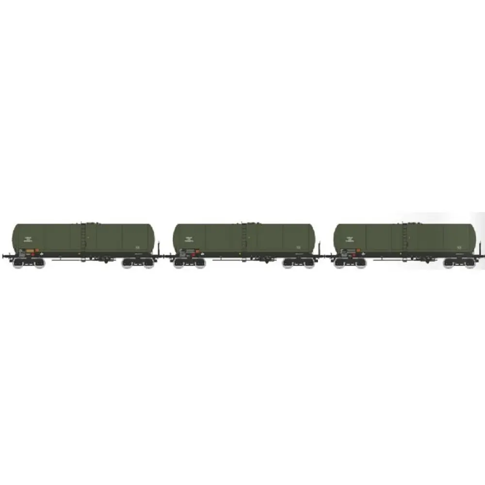 Set de 3 wagons citernes ANF "ESSENCE DES ARMÉES" - REE WB939 - SNCF - HO 1/87 - EP V-VI
