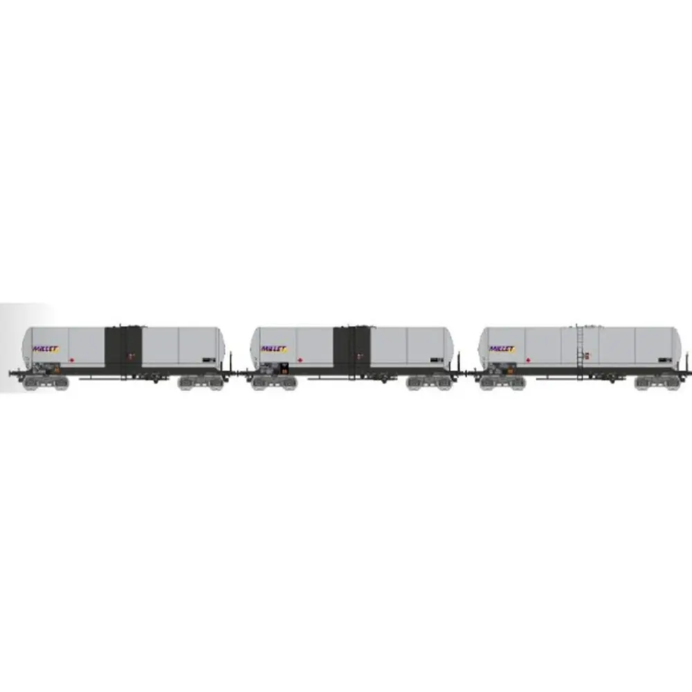 Set de 3 wagons citernes ANF "MILLET" - REE WB943 - SNCF - HO 1/87 - EP V-VI
