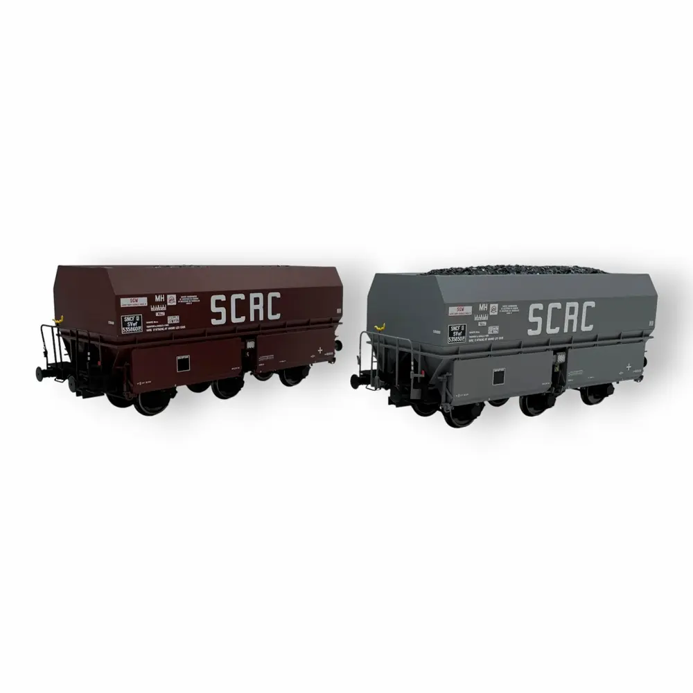 Coffret de 2 wagons de coke MH45 "SCRC" - REE WB960 - SNCF - HO 1/87 - EP III